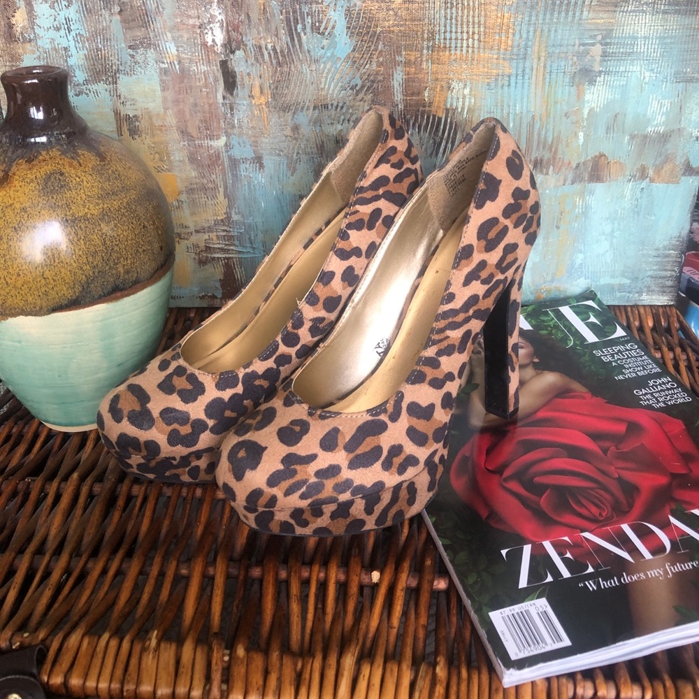 Leopard Print Platform Heels - image 1